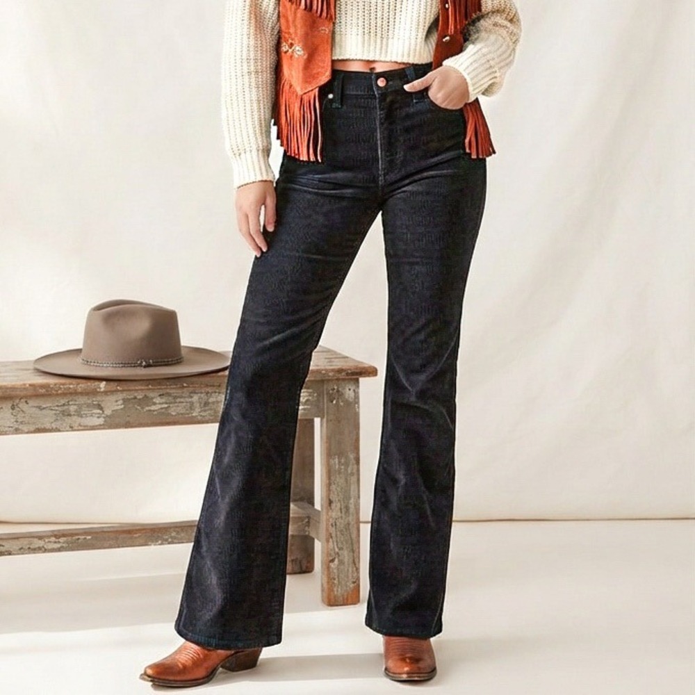 Wrangler Women Black Westward Corduroy Pants Sz29x32 HR 626 Bootcut Cowgirl Fall